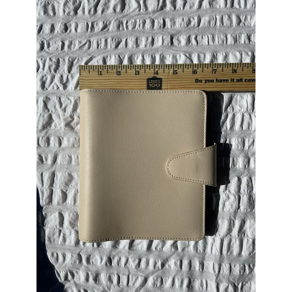 Cream Faux Leather Planner Notebook with Snap Closure - Picture 7 of 8